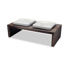 WOLTERS Meshidai True Doppelnapf Gr.L 2 x 2,5 l - 60,0 x 30,0 x 20,0 cm walnuss S 2 x 0.4 Liter