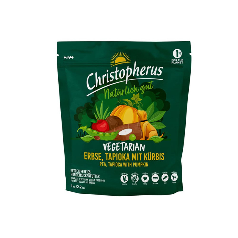 Christopherus Vegetarian Erbse, Tapioka+Kürbis Hundetrockenfutter