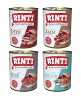 RINTI Kennerfleisch 24 x 400g Mixpaket (Lamm,Ross,Seefisch,Ente)  Hundenassfutter