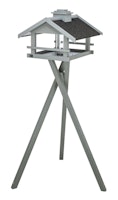 TRIXIE Futterhaus mit Ständer & Silo, Kiefernholz, 49 × 34 × 45 cm/1,34 m, grau