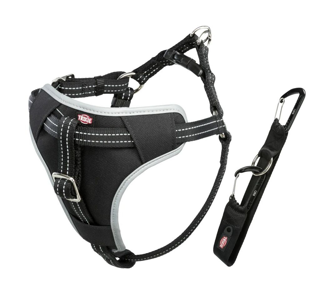 TRIXIE Auto-Geschirr Comfort, S–M: 40–55 cm/17 mm, schwarz