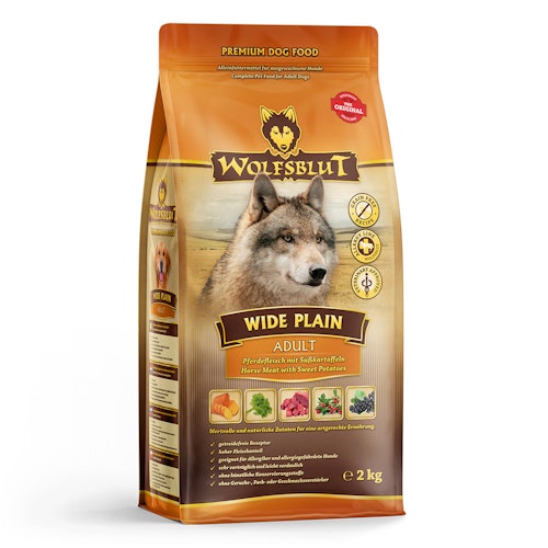 WOLFSBLUT Wide Plain Pferdefleisch mit Süßkartoffeln Hundetrockenfutter