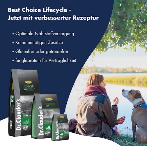 Dr. Clauder's Best Choice Lifecycle Sensitive Adult Lamm & Reis All Breed Hundetrockenfutter