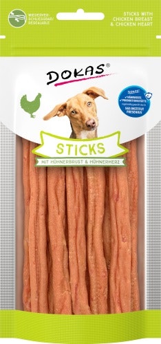 DOKAS 60g Sticks Hühnerbrust & Hühnerherz Hundesnack