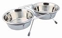 Vorschaubild TRIXIE Napf-Set, Klapperschutz, Edelstahl/Metall, 2 × 1,5 l/ø 21 cm/44 × 10 × 23 cm, grau