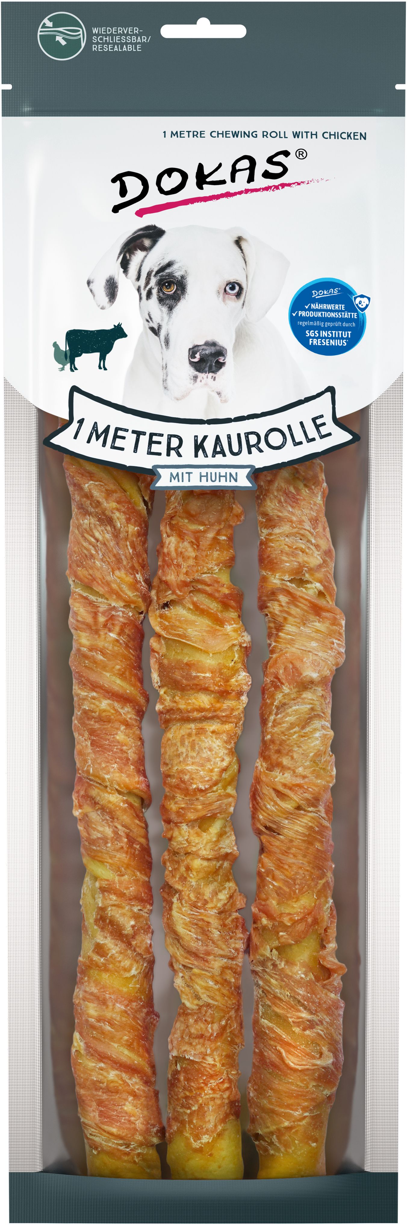 Dok Dog Snack 1 m Kaurolle mit Huhn 315g
