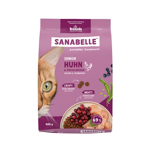 Sanabelle 6 x 400g Senior Huhn Katzentrockenfutter-Sparpaket