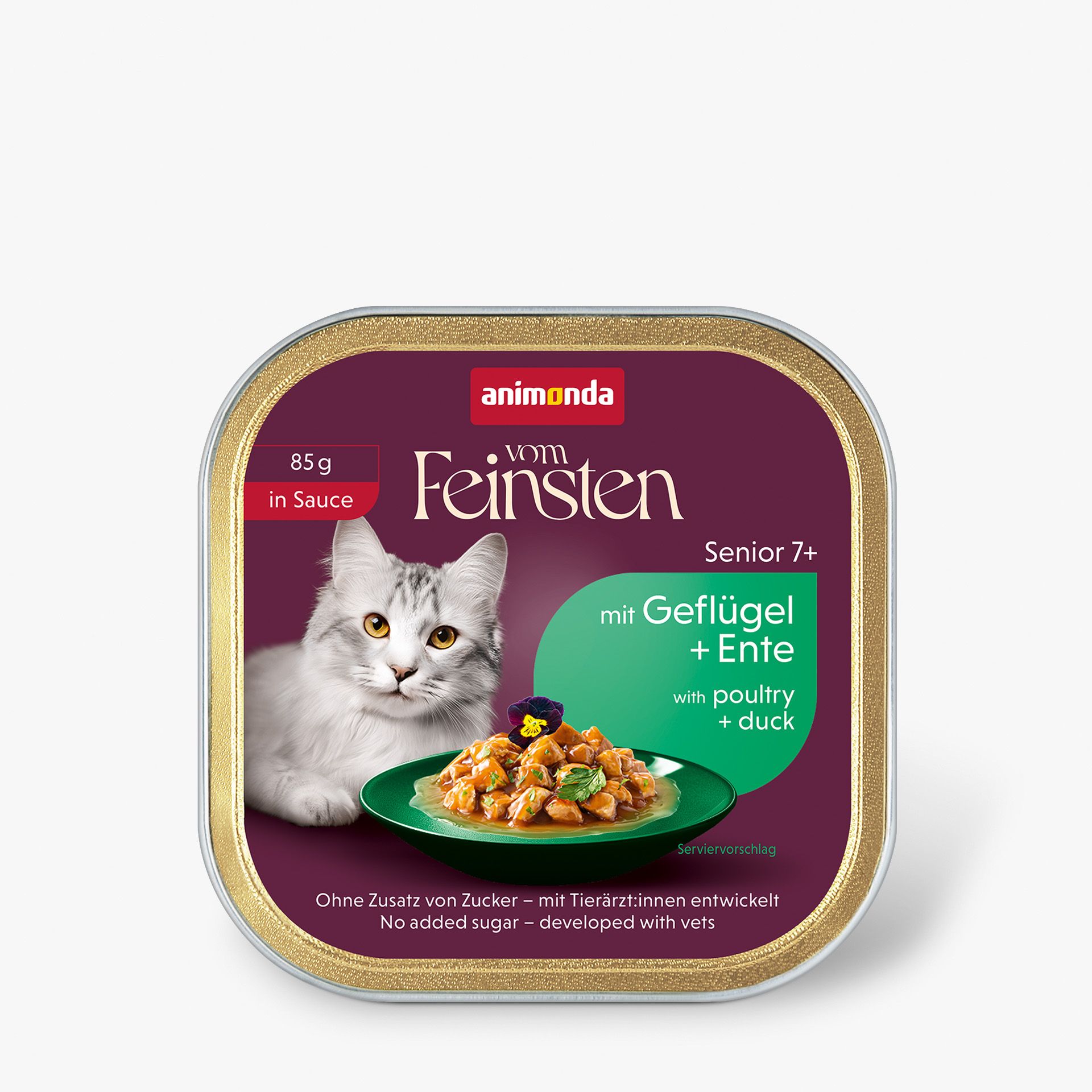 animonda Vom  Feinsten Senior Geflügel+Ente in Sauce 85g Katzennassfutter