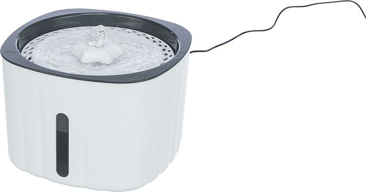 TRIXIE Trinkbrunnen Flower, Kunststoff, 2 l/18,5 × 13 × 18,5 cm, weiß/grau