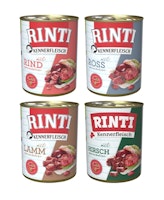 RINTI Kennerfleisch Dose 24 x 800g Mixpaket (Rind,Ross,Lamm,Hirsch) Hundenassfutter