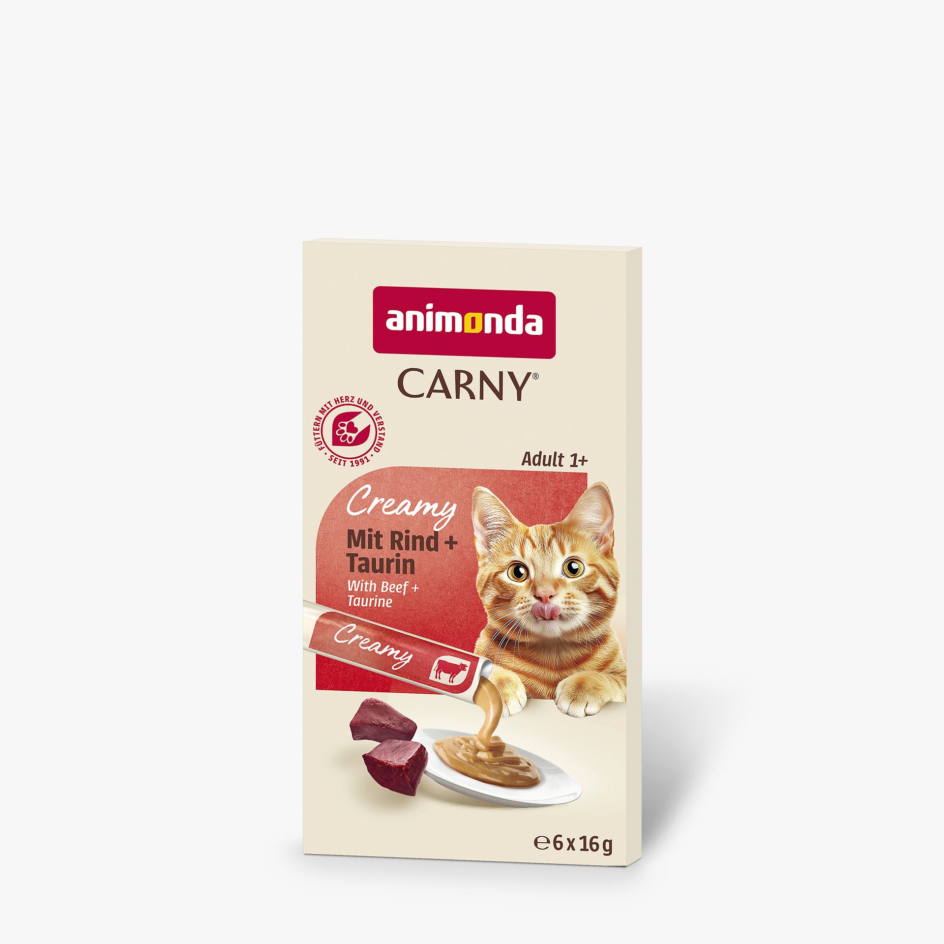 animonda Carny Adult Creme Rind+Taurin 6x16g Katzensnack