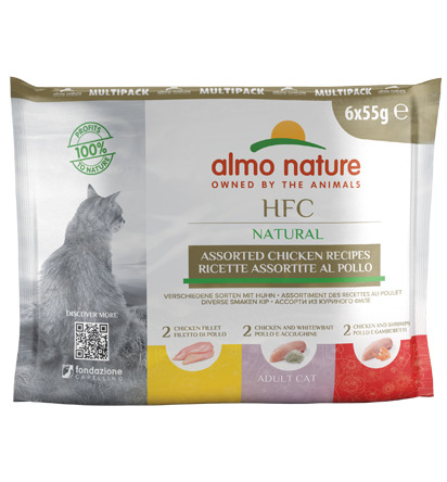Almo Nature HFC Natural 3 Sorten mit Huhn 6x55g Beutel Multipack Katzennassfutter