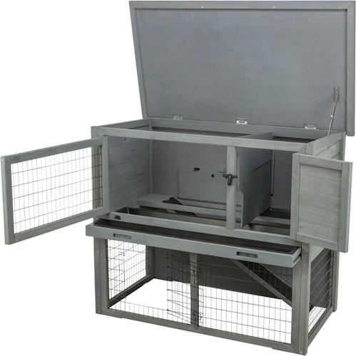 Kleintierstall mit Freilaufgehege, 116 × 97 × 63 cm, grau