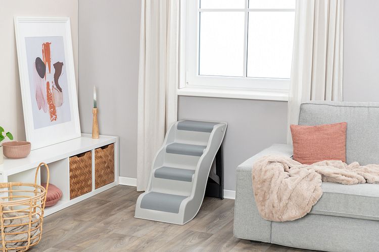 TRIXIE Treppe, Kunststoff, 38,5 × 60 × 79 cm, hellgrau