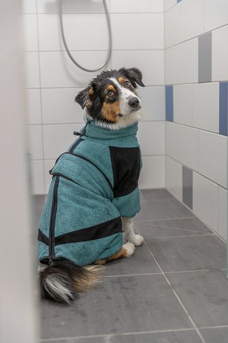 TRIXIE Bade- und Hausoverall für Hunde, Frottee, petrol