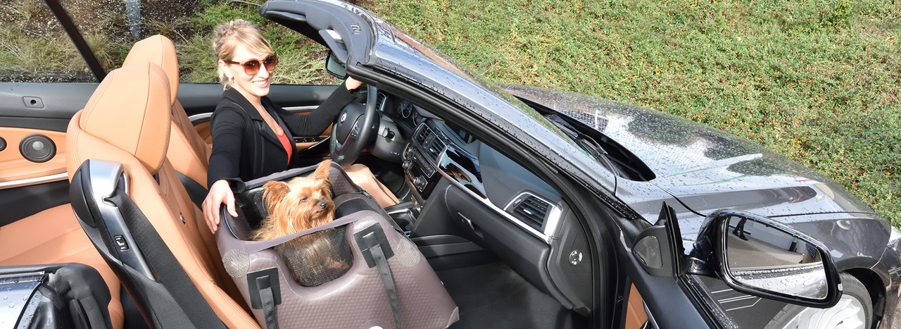 TAMI Front Seatbox Hundebox mit Airbagfunktion 45x45x45cm braun