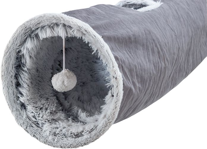 TRIXIE Spieltunnel Harvey, Plüsch, ø 27 × 116 cm, grau