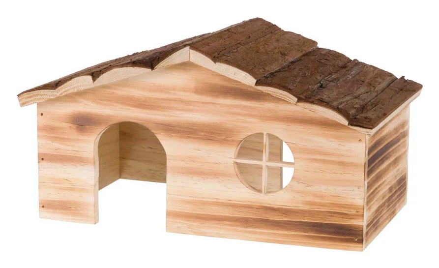TRIXIE Haus Ragna 2 Ausgänge Kaninchen, Rindenholz/geflammt, 43 × 22 × 25 cm
