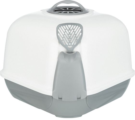 TRIXIE Ecktoilette Maro, mit Haube, 60 × 43 × 52 cm, hellgrau/granit