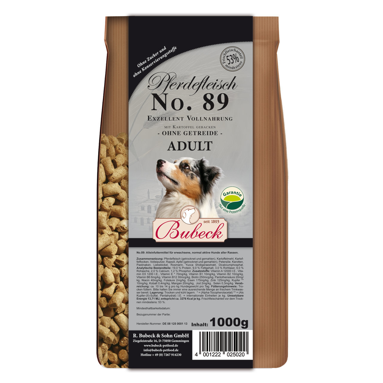 Bubeck Nr. 89 Adult Pferdefleisch mit Kartoffel gebacken Hundetrockenfutter