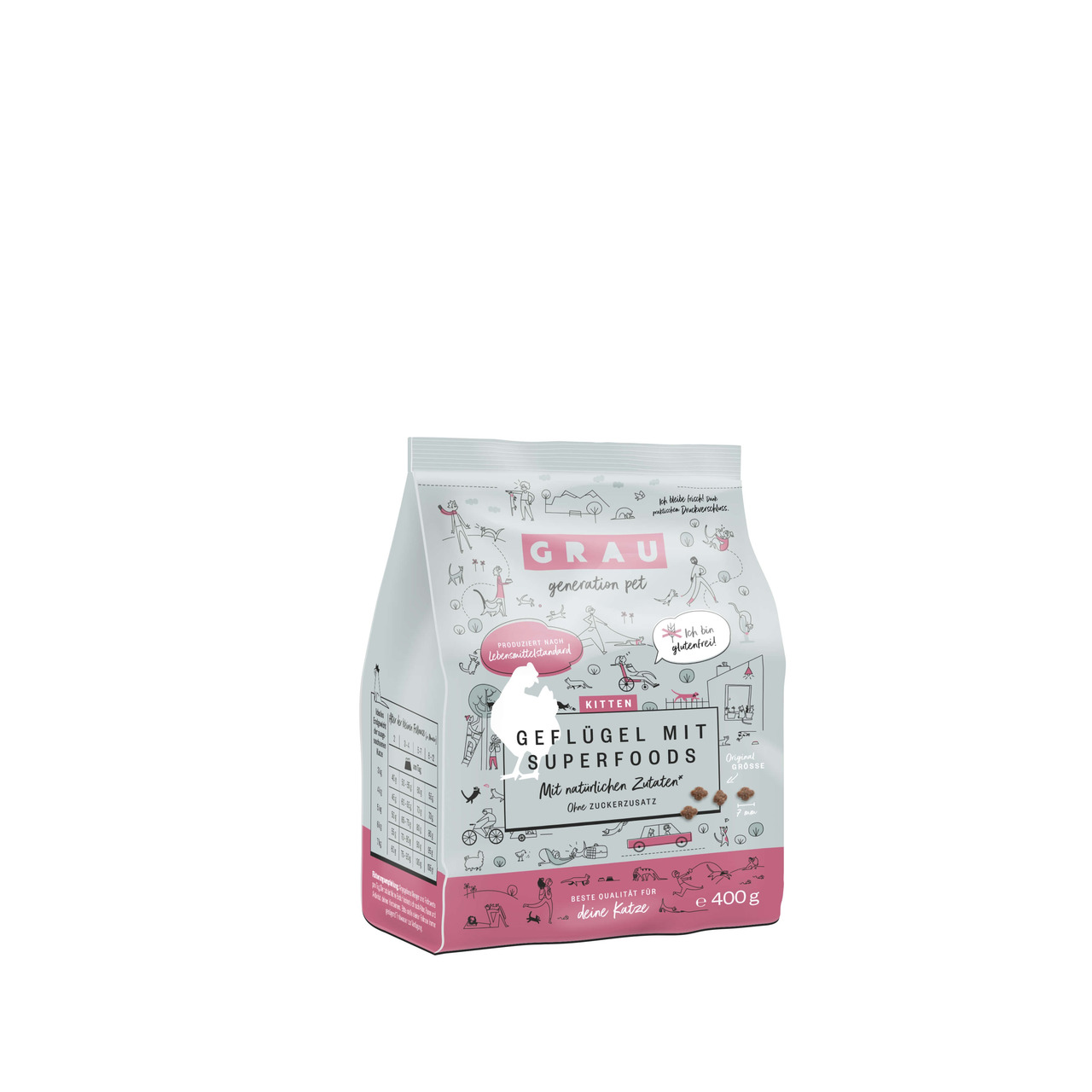 grau Kitten Geflügel + Superfoods Katzentrockenfutter
