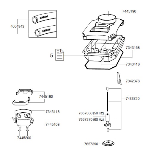 EHEIM 7445200 Satz Dichtungsringe zu Adapter Ersatzteil für 2222-2324