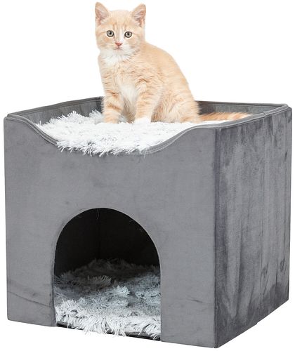 TRIXIE Höhle Harvey, 38 × 38 × 38 cm, grau/weiß-schwarz