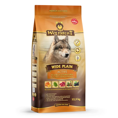 WOLFSBLUT Wide Plain Active Pferdefleisch mit Süßkartoffel Hundetrockenfutter