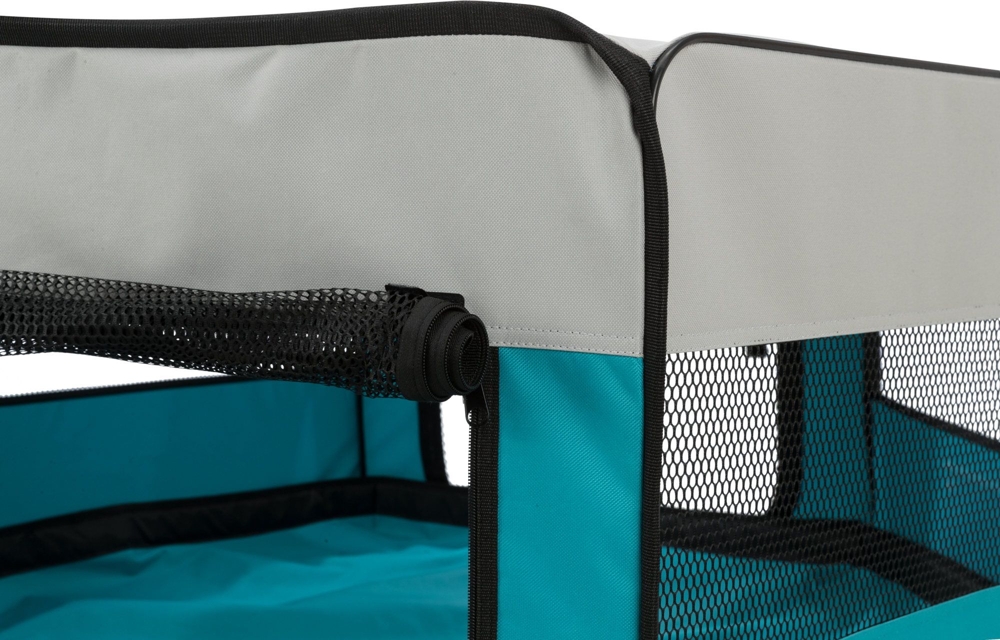 TRIXIE Freilauf mit Netz/Boden, Meerschwein., Polyester, ø 130 × 55 cm, türkis/hellgrau