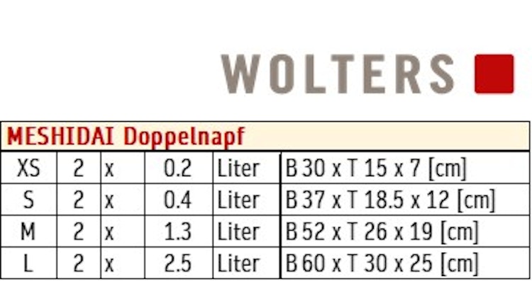 Wolters Meshidai True Doppelnapf - Teak