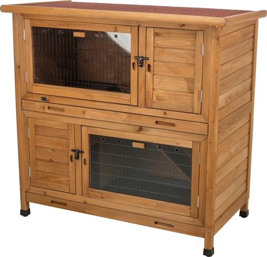 Kleintierstall mit Wärmedämmung, 2-stöckig, 116 × 113 × 65 cm, dunkelbraun