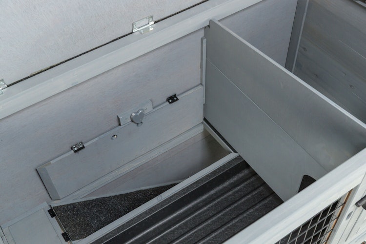 Kleintierstall mit Freilaufgehege, 116 × 97 × 63 cm, grau