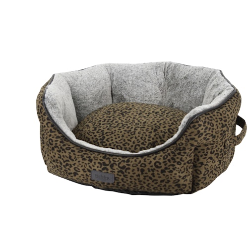 NOBBY Komfort Bett oval "LEO" leopard braun 45 x 40 x19 cm