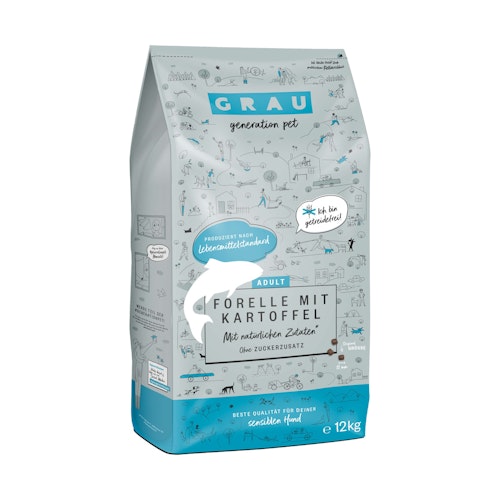 grau Forelle + Kartoffel Hund Hundetrockenfutter