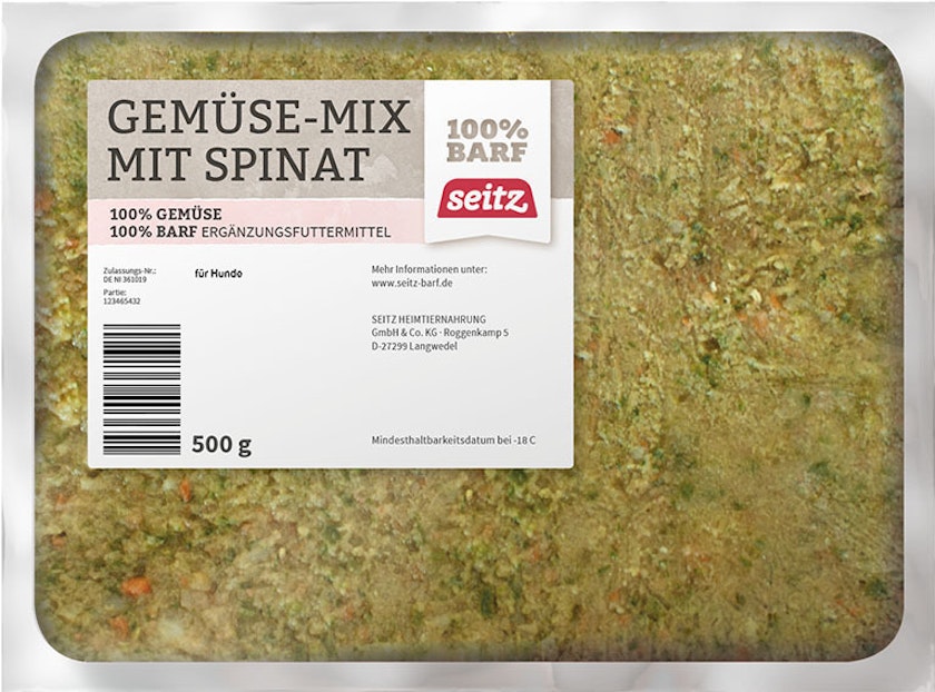 Seitz Gemüse-Mix Spinat Spezialfutter / Frostfutter für HundeVorschaubild