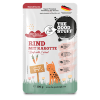 The Goodstuff Adult Beutel 12x100g Rind & Karotte Katzennassfutter