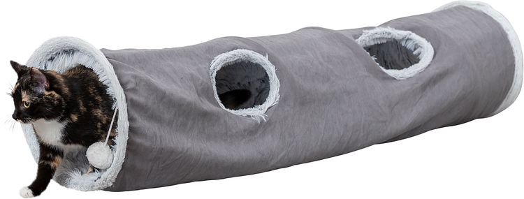 TRIXIE Spieltunnel Harvey, Plüsch, ø 27 × 116 cm, grau