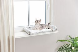 TRIXIE Liegematte Calida Fensterbank, wärmereflektierend, 60 × 25 cm, weiß-grau