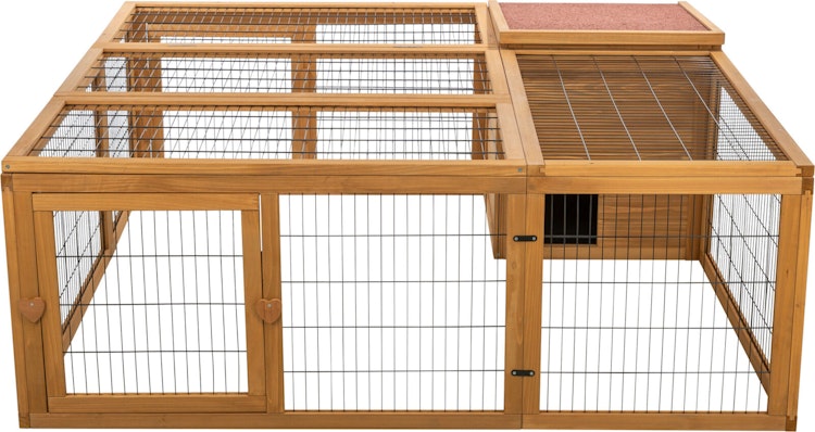 Freilaufgehege mit Abdeckung, Holz, 150 × 53 × 150 cm, dunkelbraun