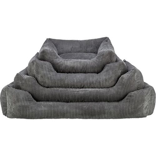 TRIXIE Vital Bett Jonna eckig mit Cordplüsch und Memory-Foam, dunkelgrau