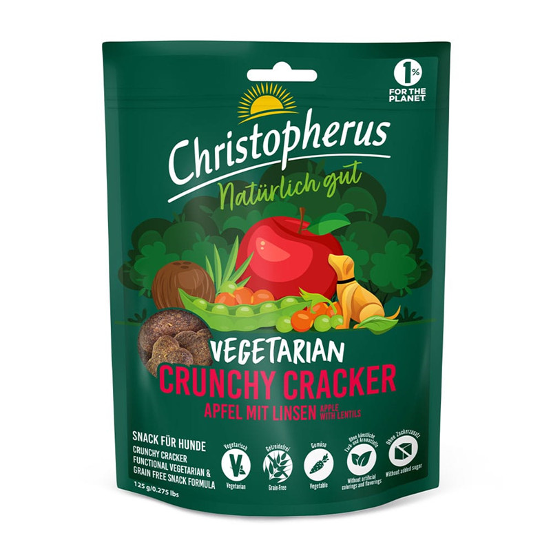 Christopherus 125g Vegetarian Crunchy Snack-Apfel Linsen Hundesnack