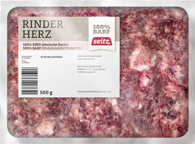 Seitz Rinderherz gewolft Spezialfutter / Frostfutter für Hunde
