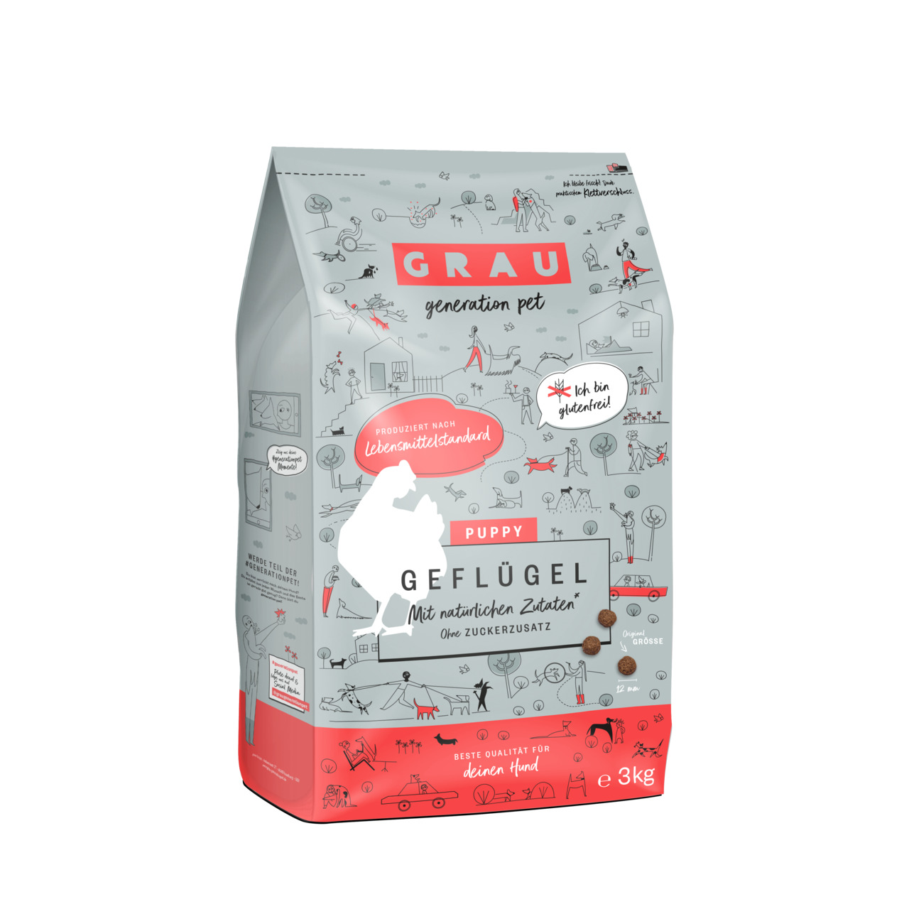 grau Puppy Geflügel Hundetrockenfutter
