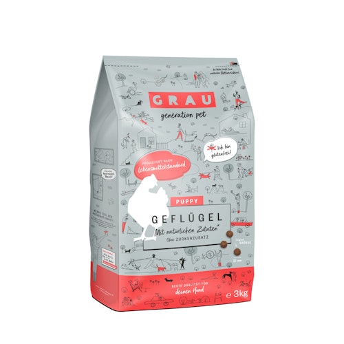 grau Puppy Geflügel Hundetrockenfutter