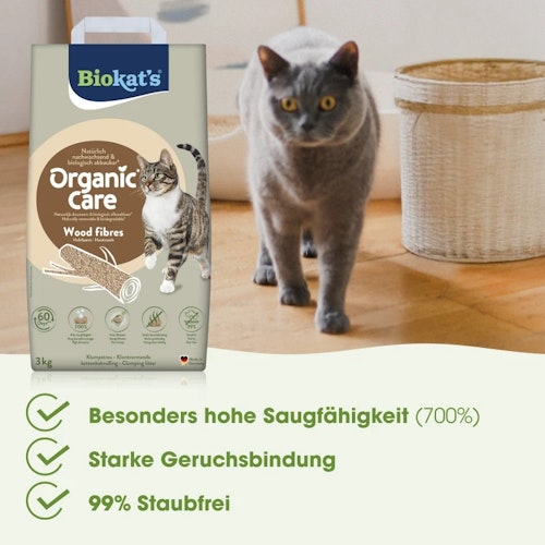 Biokats Organic Care Wood Fibres 11,4kg Premiumkatzenstreu