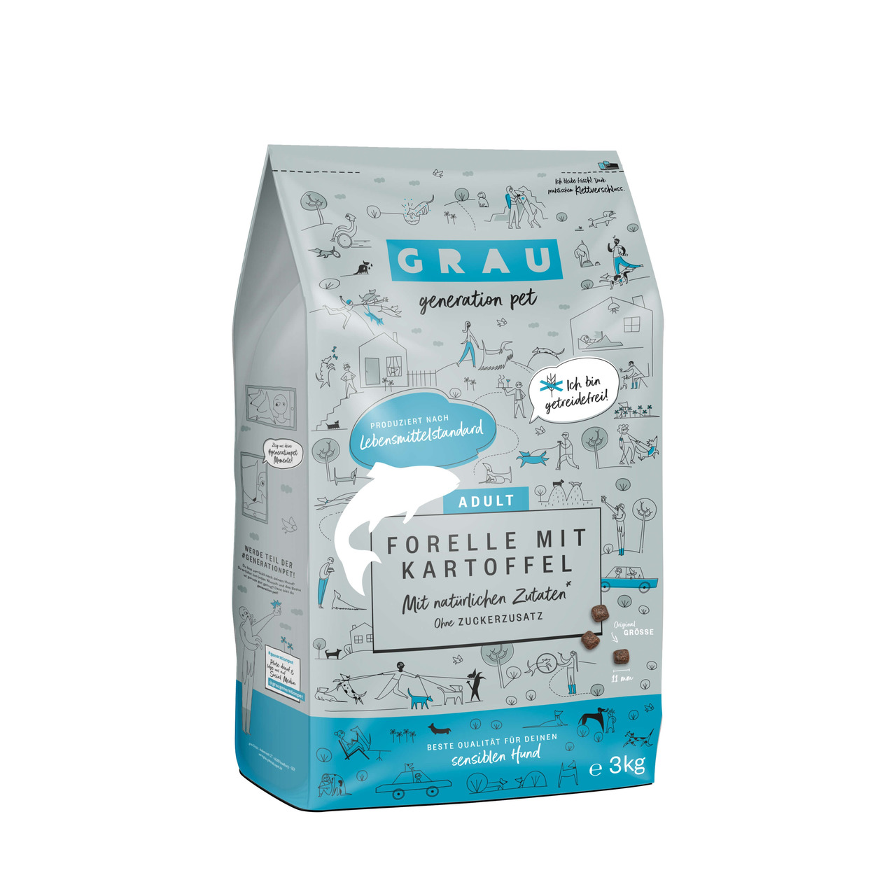 grau Forelle + Kartoffel Hund Hundetrockenfutter