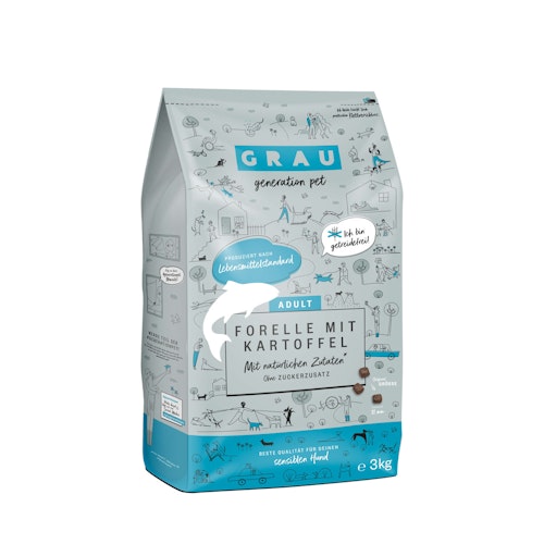 grau Forelle + Kartoffel Hund Hundetrockenfutter